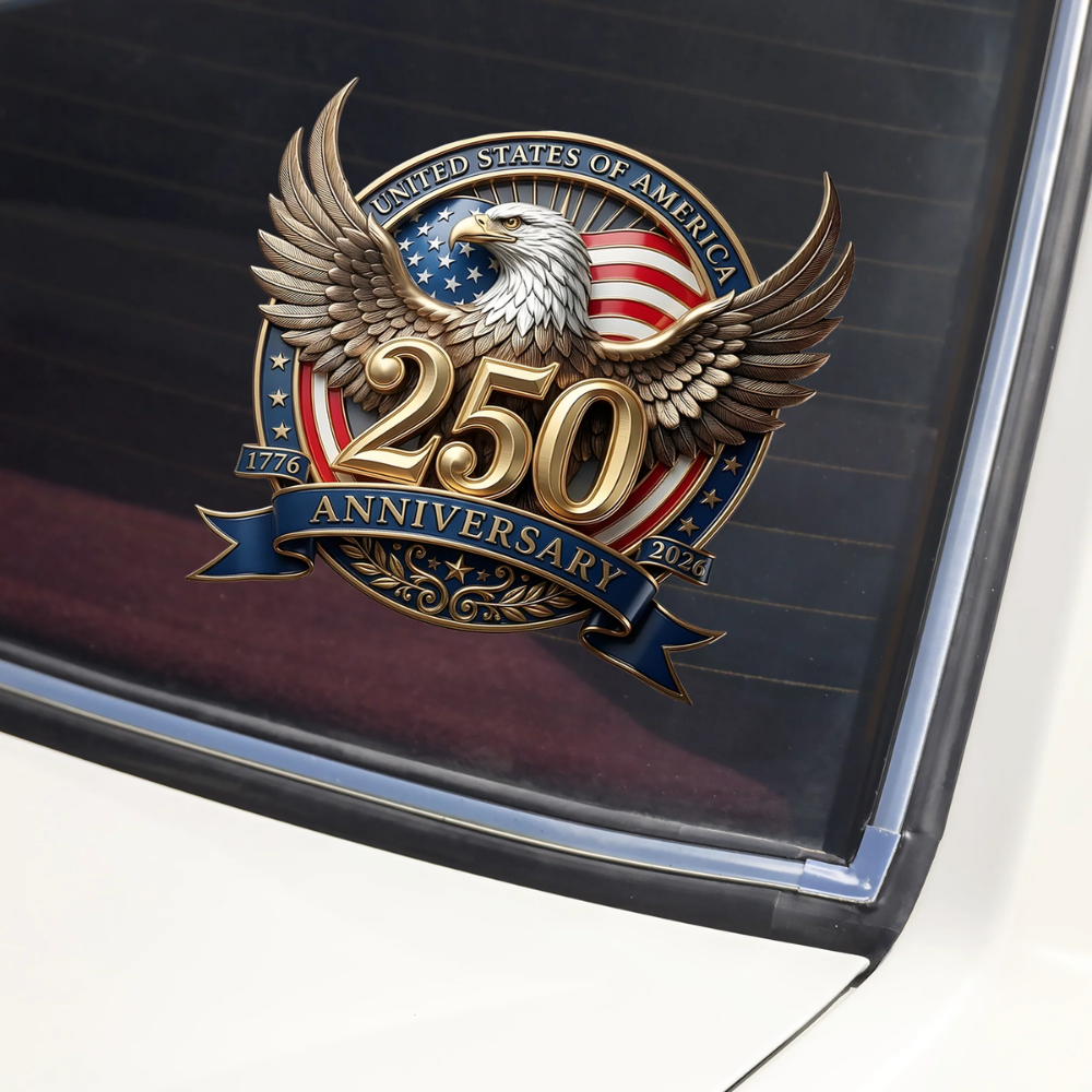 Eagles Flag USA 250th Anniversary Patriotic Car Window Decal Sticker
