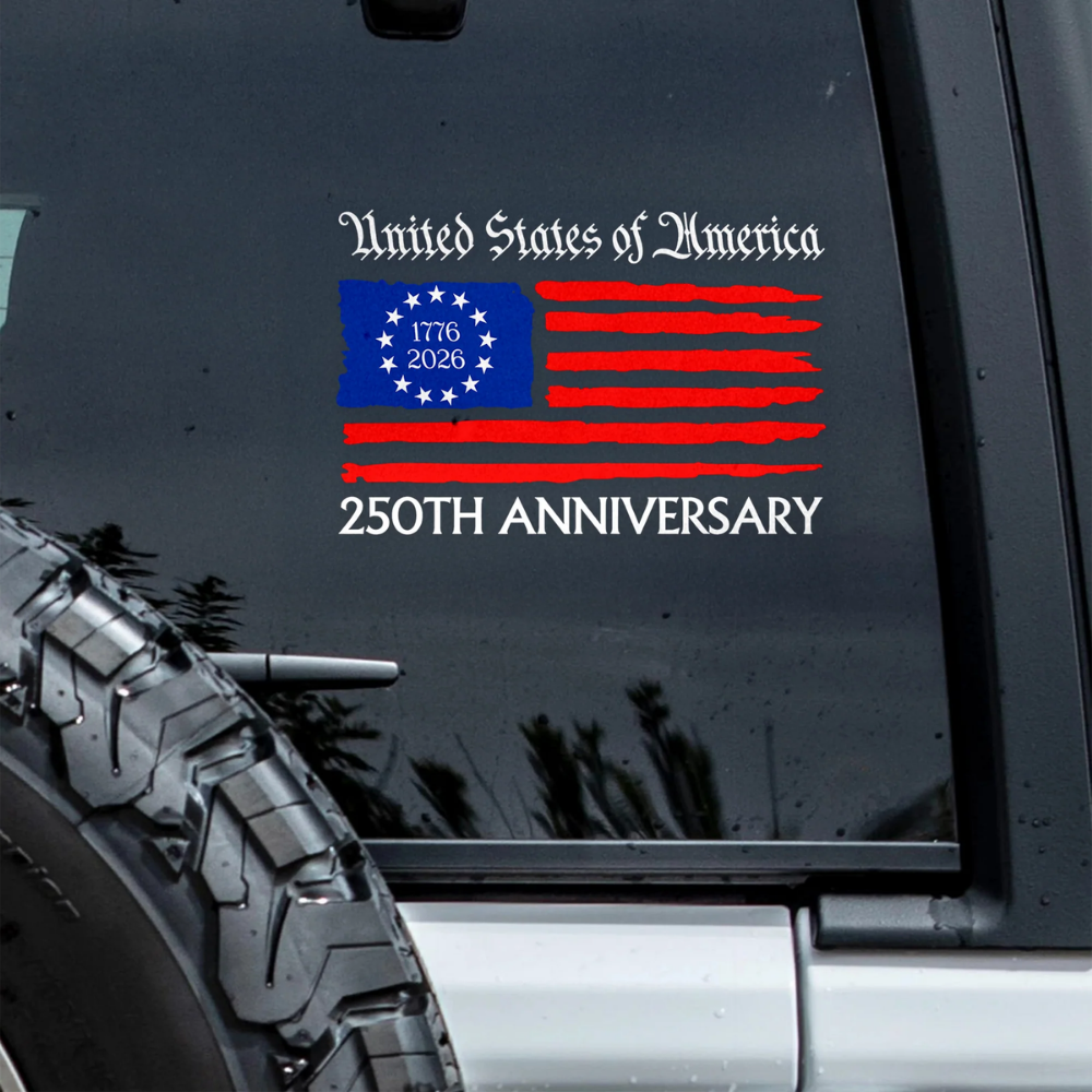 United States of America 250th Anniversary - Celebrate USA Birthday 1776-2026 Car Window Decal Sticker