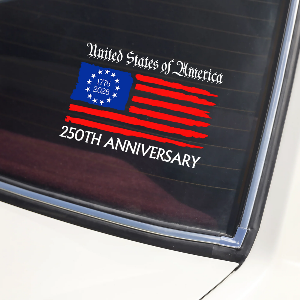 United States of America 250th Anniversary - Celebrate USA Birthday 1776-2026 Car Window Decal Sticker