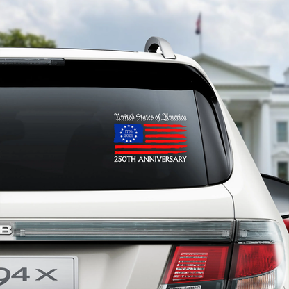 United States of America 250th Anniversary - Celebrate USA Birthday 1776-2026 Car Window Decal Sticker