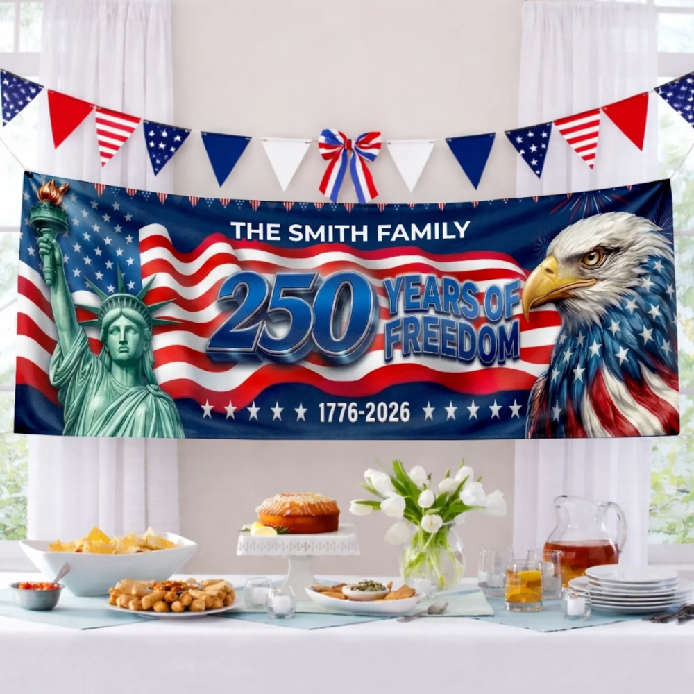Custom Polyester Outdoor Banner - Personalized America 250th Anniversary Gifts For Mom