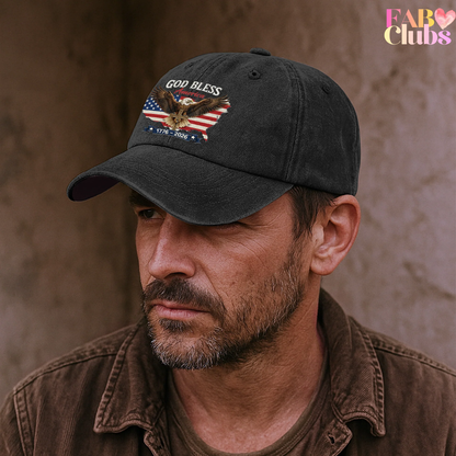 250Th Anniversary Usa Patriotic Faux Pattern - Personalized Distressed Denim Cap