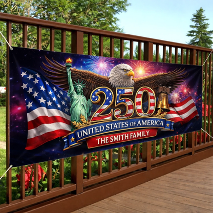 Custom Polyester Outdoor Banner - Personalized America 250th Anniversary Gifts - Freedom Starts At Home