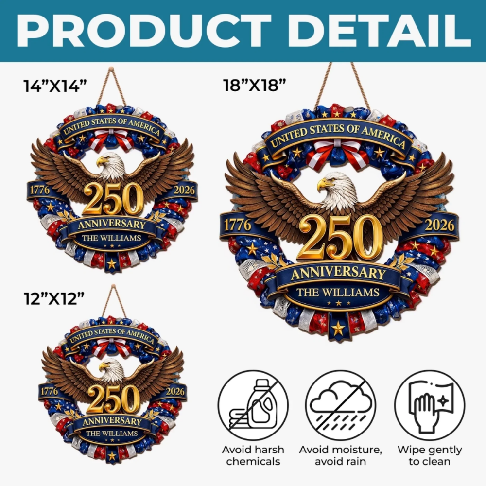 Custom Wood Sign - Personalized America 250th Anniversary Gifts For All