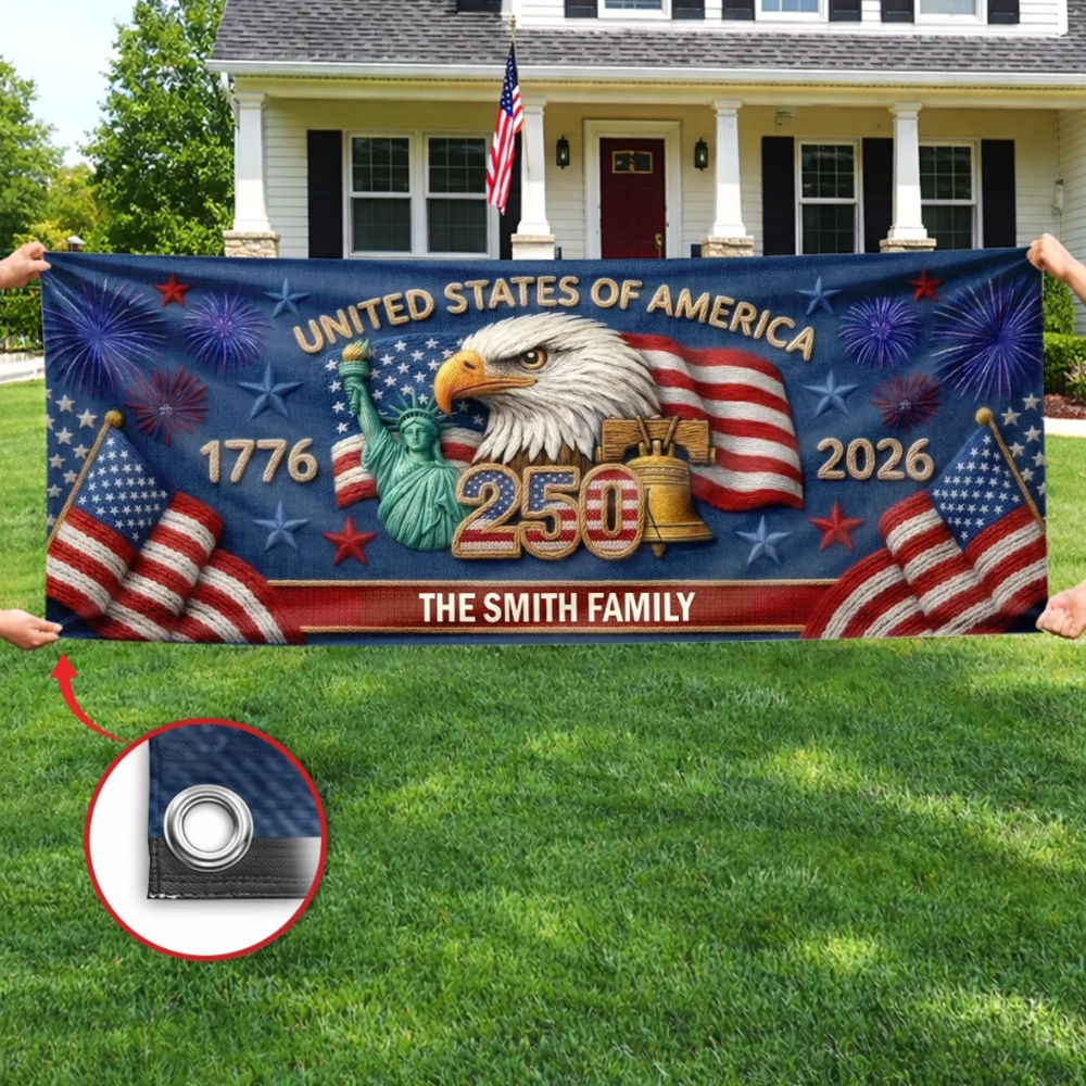 Custom Polyester Outdoor Banner - Personalized America 250th Anniversary