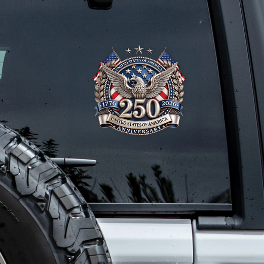USA 250th Anniversary, 1776-2026 America 250 Emblem Semiquincentennial Car Window Decal Sticker
