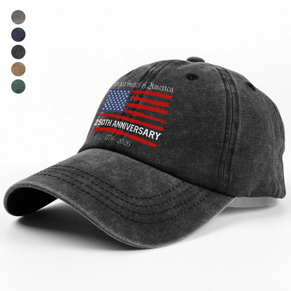 USA 250th Anniversary Washed Denim Baseball Cap