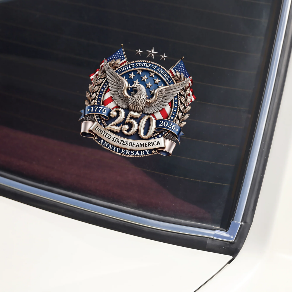 USA 250th Anniversary, 1776-2026 America 250 Emblem Semiquincentennial Car Window Decal Sticker