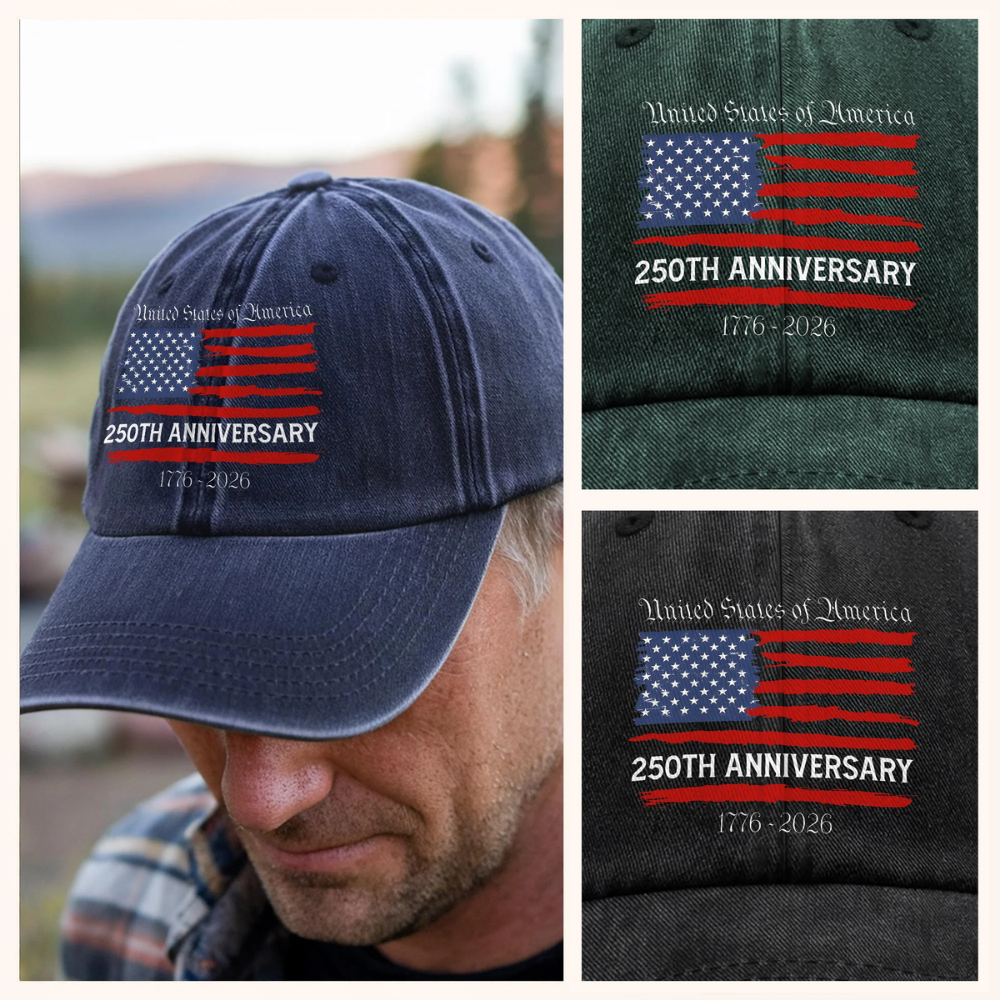 USA 250th Anniversary Washed Denim Baseball Cap
