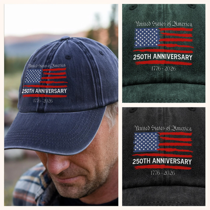 USA 250th Anniversary Washed Denim Baseball Cap