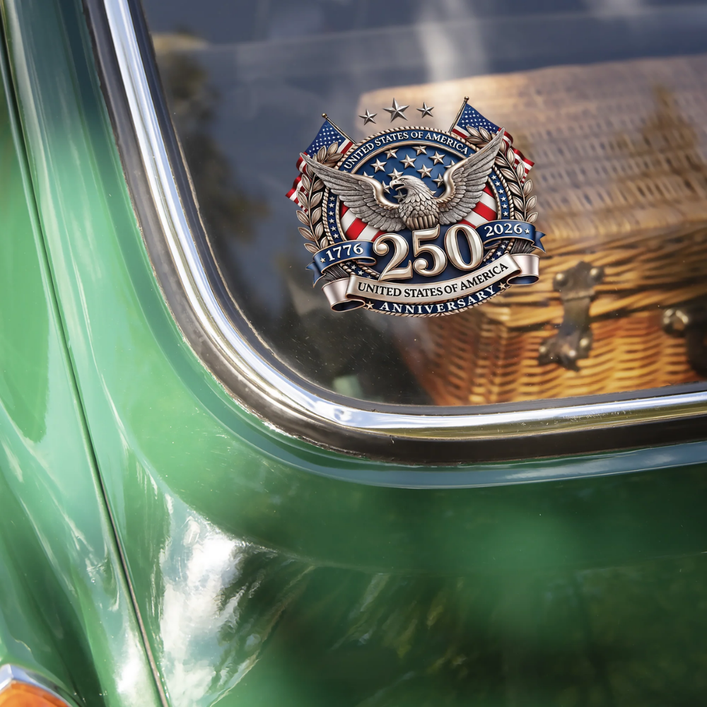 USA 250th Anniversary, 1776-2026 America 250 Emblem Semiquincentennial Car Window Decal Sticker