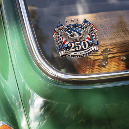 USA 250th Anniversary, 1776-2026 America 250 Emblem Semiquincentennial Car Window Decal Sticker