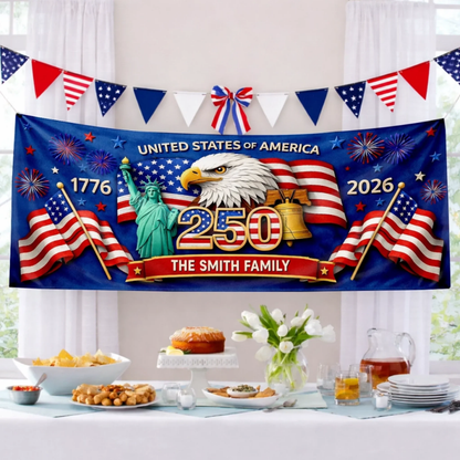 Custom Polyester Outdoor Banner - Personalized America 250th Anniversary Gifts For Mom, Dad