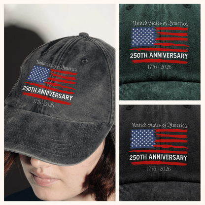 USA 250th Anniversary Washed Denim Baseball Cap
