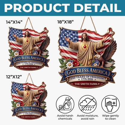 Custom Wood Sign - Personalized America 250th Anniversary Gifts For Sister