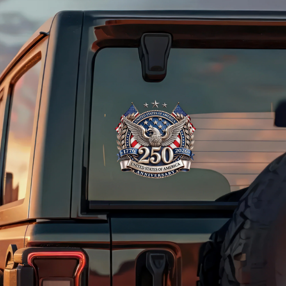 USA 250th Anniversary, 1776-2026 America 250 Emblem Semiquincentennial Car Window Decal Sticker