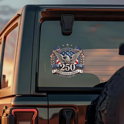 USA 250th Anniversary, 1776-2026 America 250 Emblem Semiquincentennial Car Window Decal Sticker