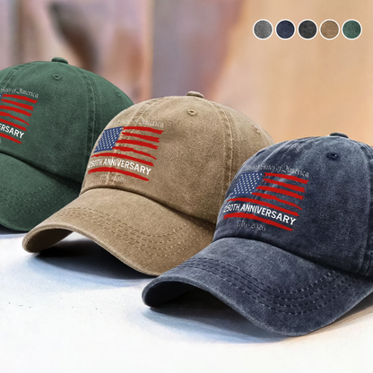 USA 250th Anniversary Washed Denim Baseball Cap