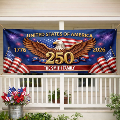 Custom Polyester Outdoor Banner - Personalized America 250th Anniversary Gifts - Freedom Carries Us Forward