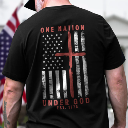 One Nation Under God Est 1776 Backside Shirt