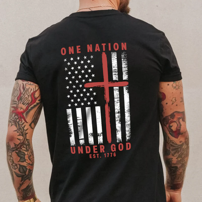 One Nation Under God Est 1776 Backside Shirt