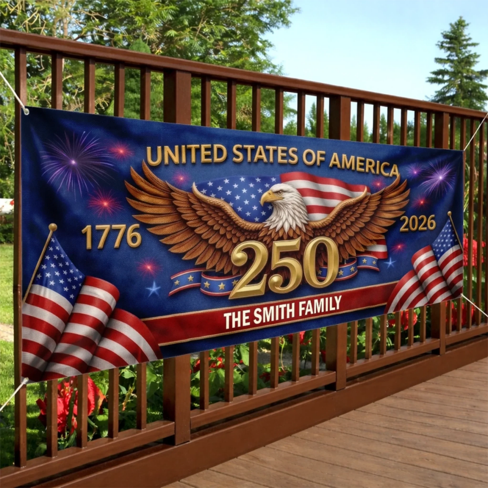 Custom Polyester Outdoor Banner - Personalized America 250th Anniversary Gifts - Freedom Carries Us Forward