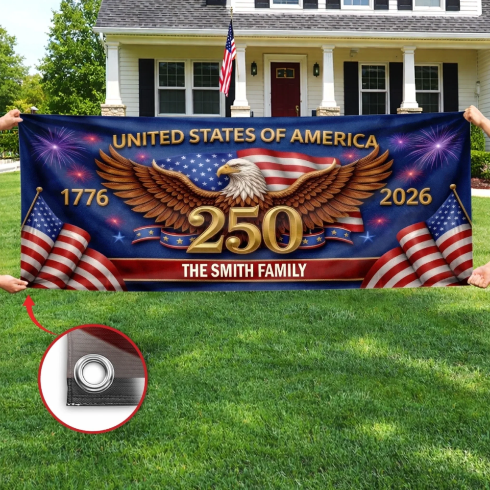 Custom Polyester Outdoor Banner - Personalized America 250th Anniversary Gifts - Freedom Carries Us Forward