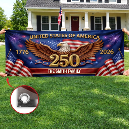Custom Polyester Outdoor Banner - Personalized America 250th Anniversary Gifts - Freedom Carries Us Forward
