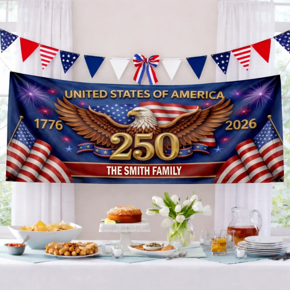 Custom Polyester Outdoor Banner - Personalized America 250th Anniversary Gifts - Freedom Carries Us Forward