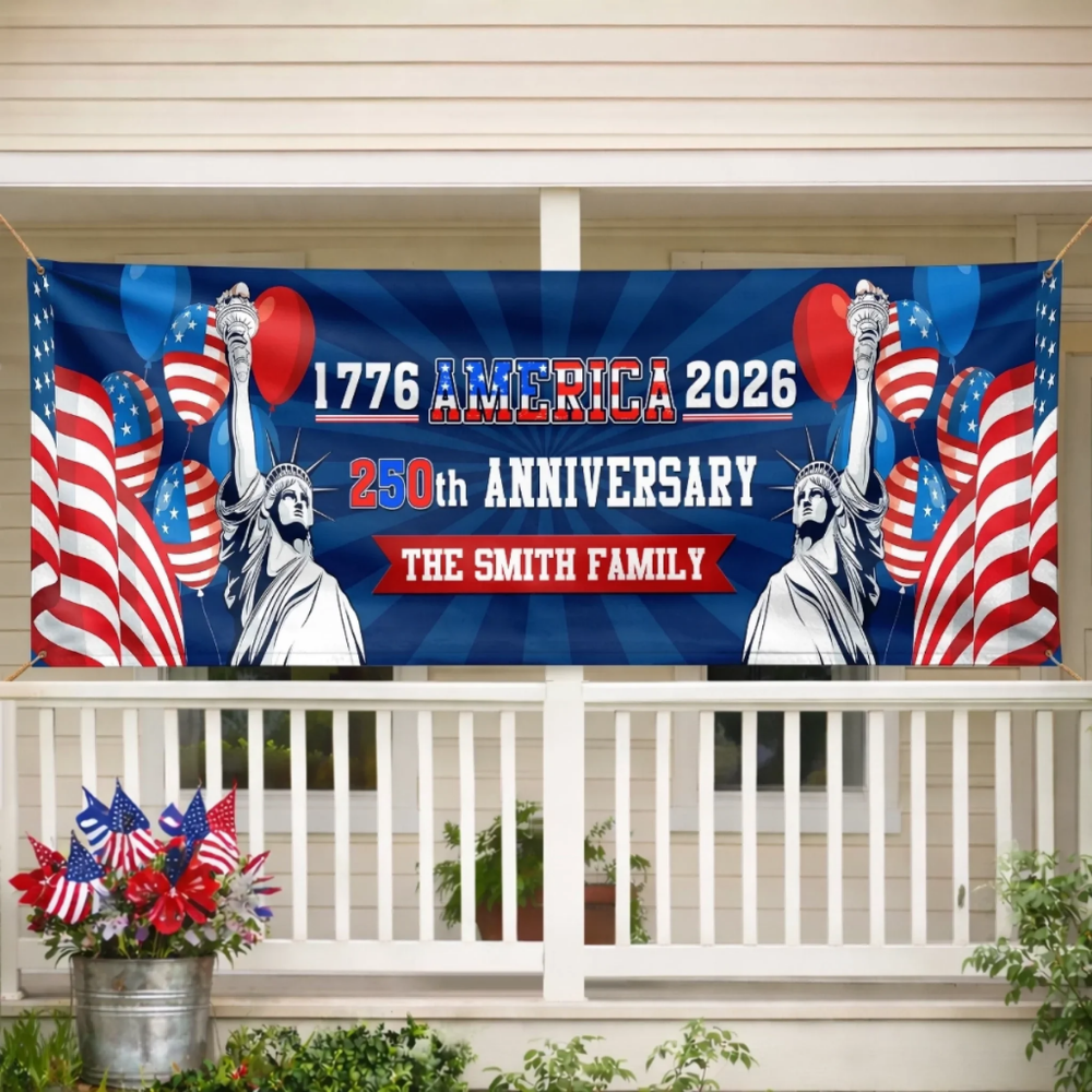 Custom Polyester Outdoor Banner - Personalized America 250th Anniversary Gifts - Party Like It’s 1776