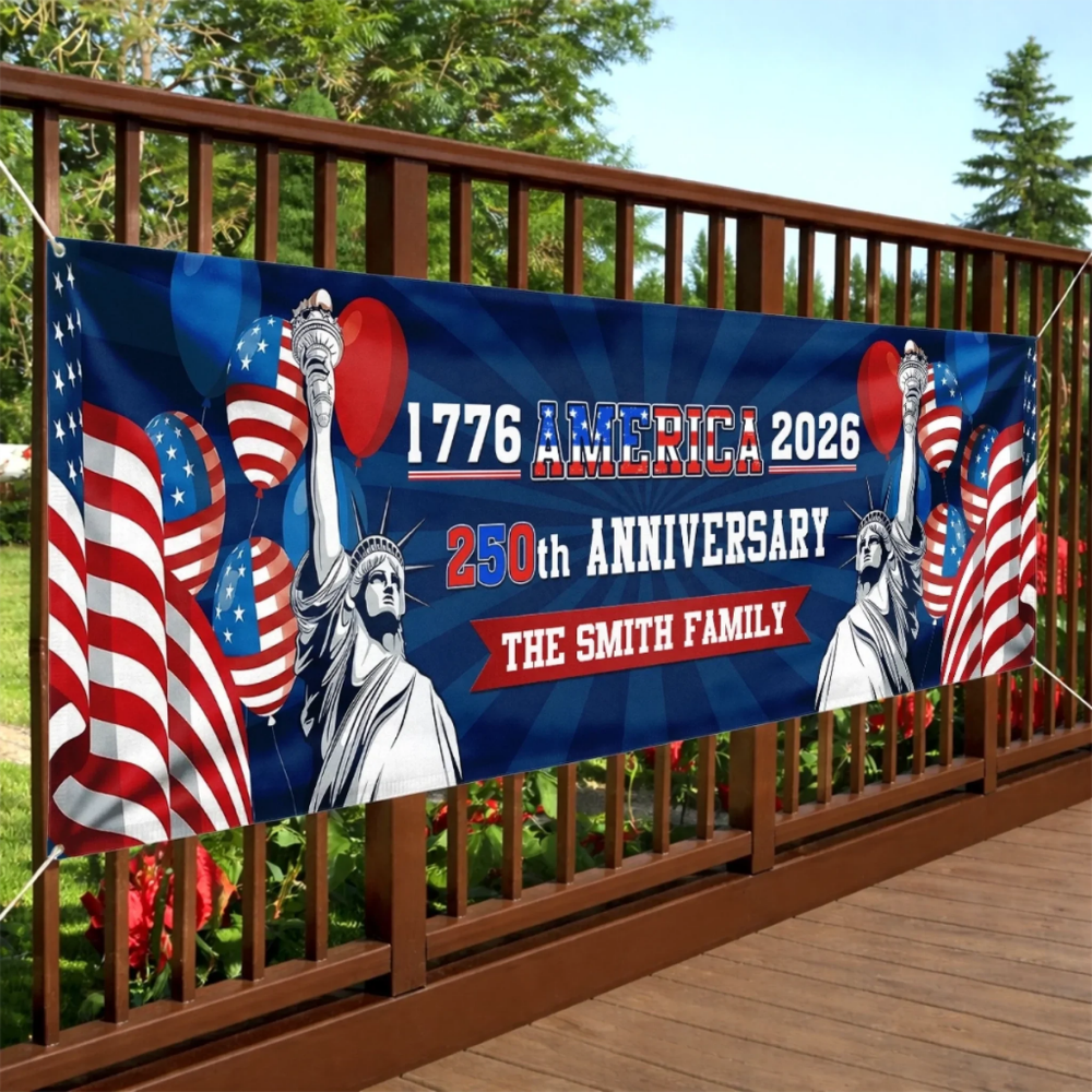 Custom Polyester Outdoor Banner - Personalized America 250th Anniversary Gifts - Party Like It’s 1776