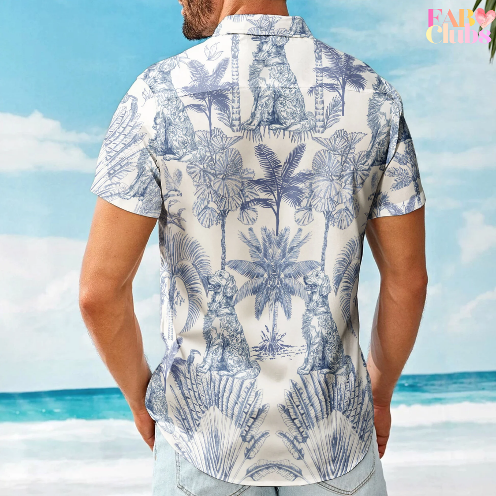 Dog Lovers Toile De Jouy Style Custom Dog Breeds - Personalized Hawaiian Shirt