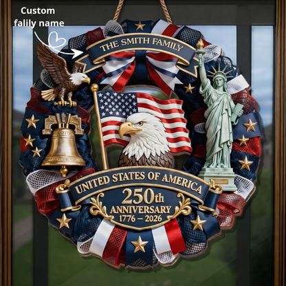 Custom Wood Sign - Personalized America 250th Anniversary