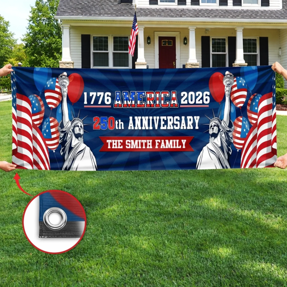 Custom Polyester Outdoor Banner - Personalized America 250th Anniversary Gifts - Party Like It’s 1776