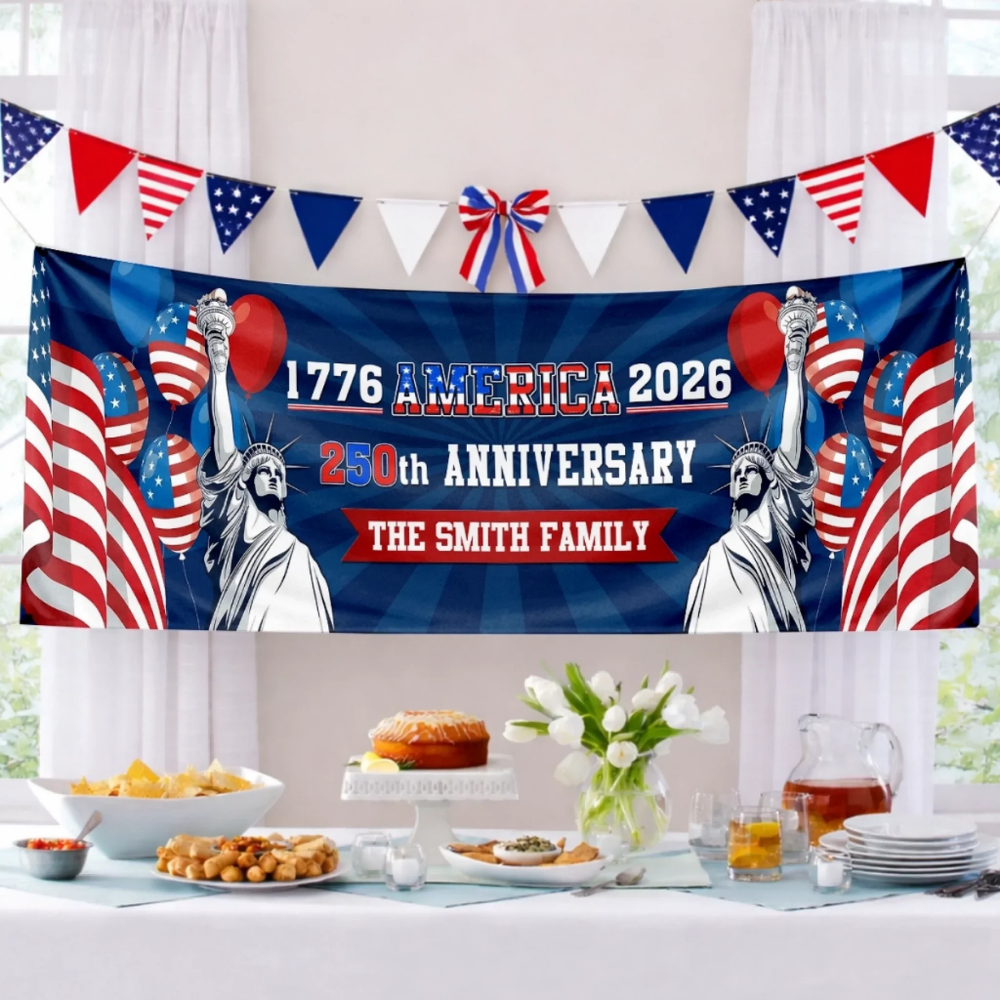 Custom Polyester Outdoor Banner - Personalized America 250th Anniversary Gifts - Party Like It’s 1776