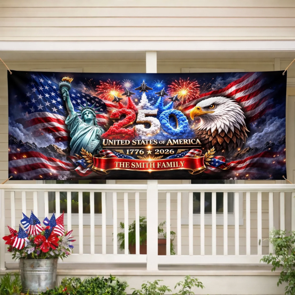 Custom Polyester Outdoor Banner - Personalized America 250th Anniversary Gifts - Strong As One