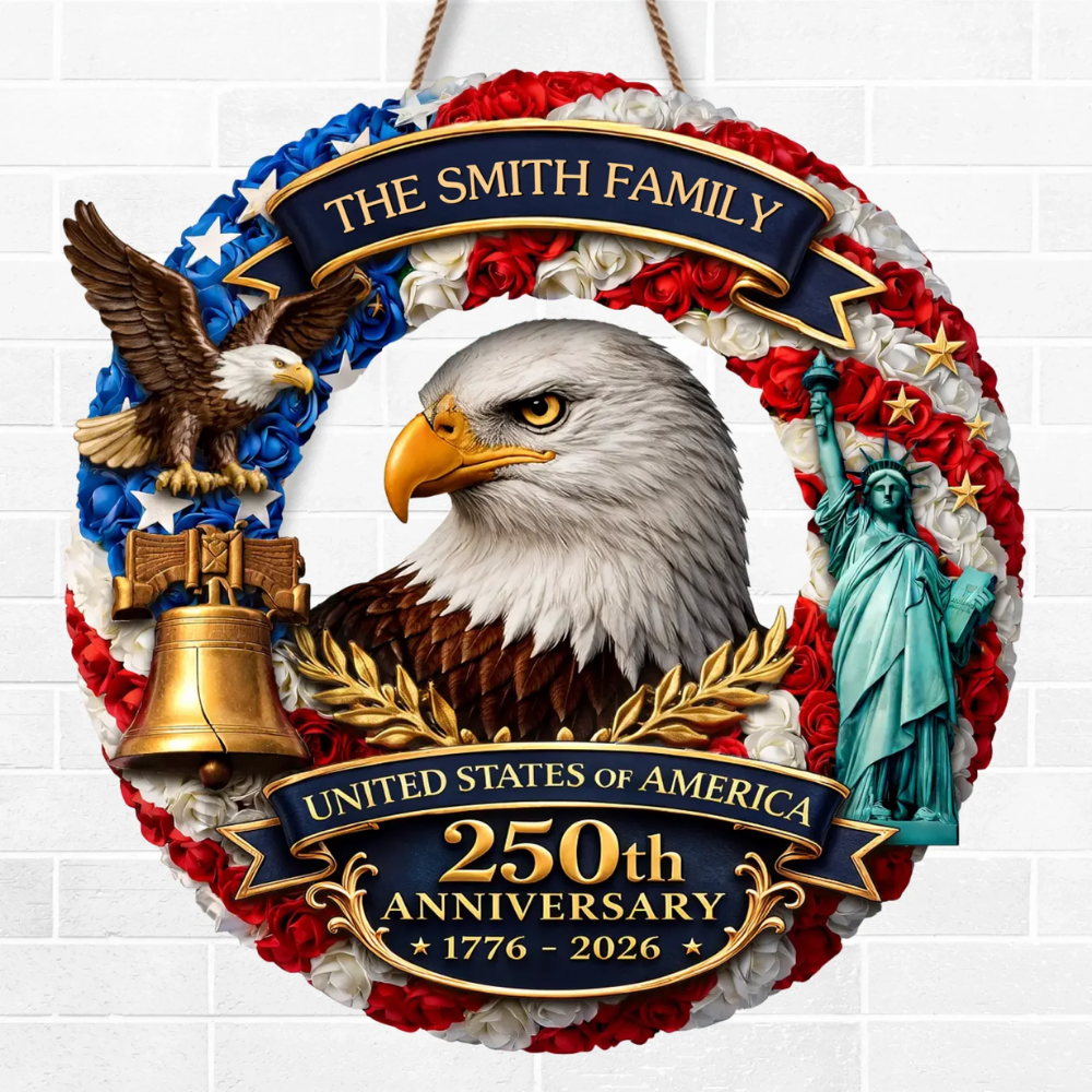 Custom Wood Sign - Personalized America 250th Anniversary Gifts For Mom, Dad, Brother, Sister, Kids - Freedom On Wheels