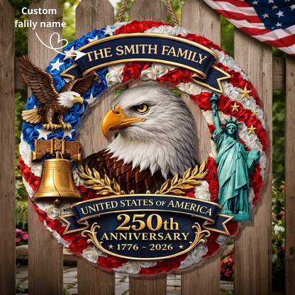 Custom Wood Sign - Personalized America 250th Anniversary - Proud American Family