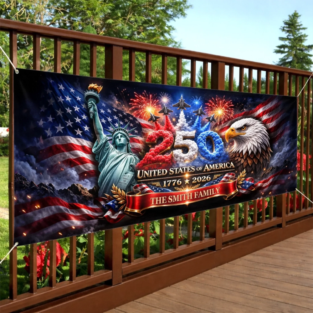 Custom Polyester Outdoor Banner - Personalized America 250th Anniversary Gifts - Strong As One