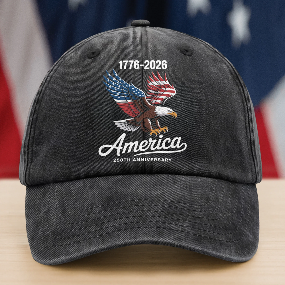 Celebrate 250 Years of America USA Anniversary 1776-2026 Washed Denim Baseball Cap