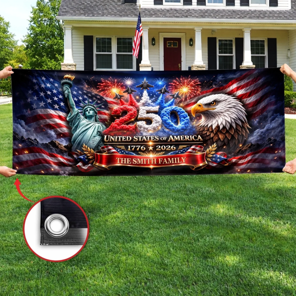 Custom Polyester Outdoor Banner - Personalized America 250th Anniversary Gifts - Strong As One
