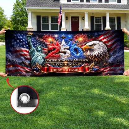 Custom Polyester Outdoor Banner - Personalized America 250th Anniversary Gifts - Strong As One