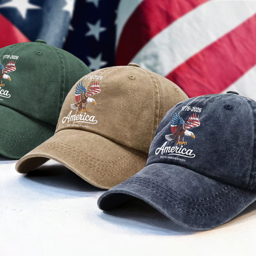 Celebrate 250 Years of America USA Anniversary 1776-2026 Washed Denim Baseball Cap