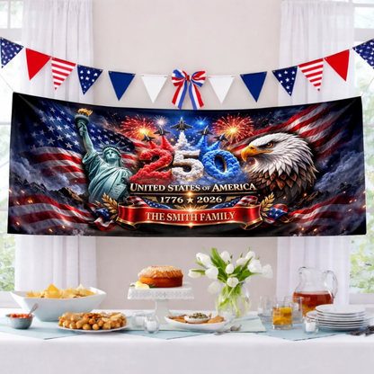 Custom Polyester Outdoor Banner - Personalized America 250th Anniversary Gifts - Strong As One