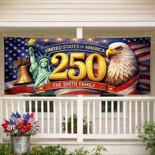 Custom Polyester Outdoor Banner - Personalized America 250th Anniversary Gifts - Celebrating 250 Years