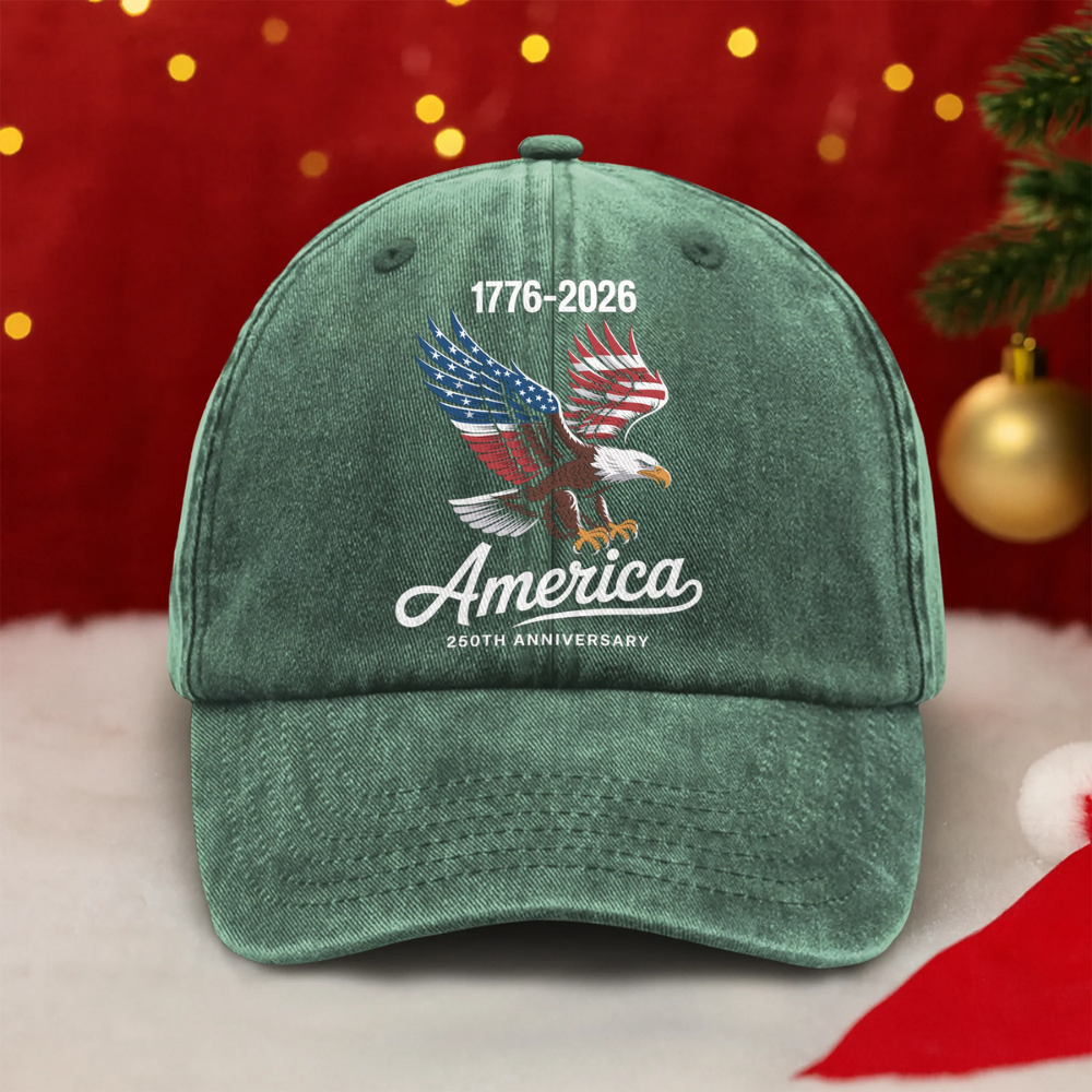 Celebrate 250 Years of America USA Anniversary 1776-2026 Washed Denim Baseball Cap