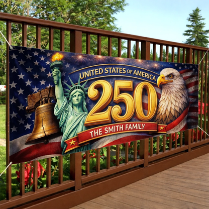 Custom Polyester Outdoor Banner - Personalized America 250th Anniversary Gifts - Celebrating 250 Years