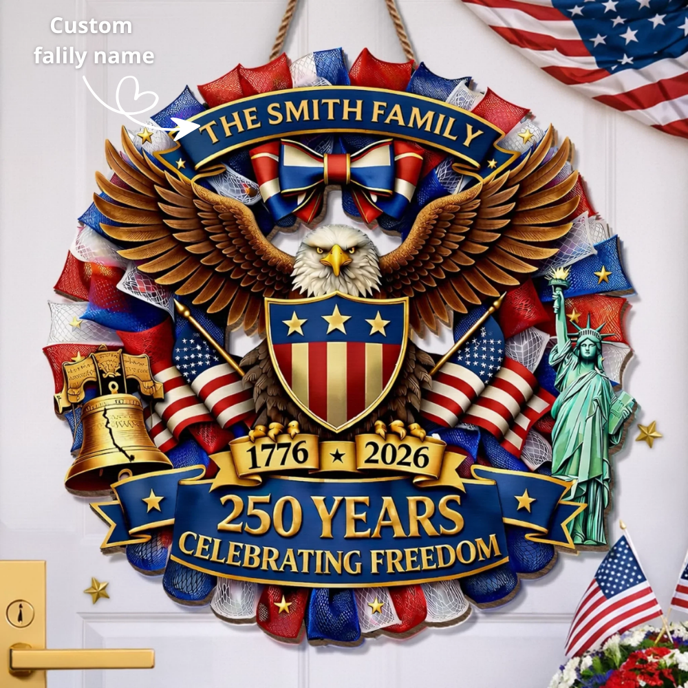 Custom Wood Sign - Personalized America 250th Anniversary - Together In Proud Unity