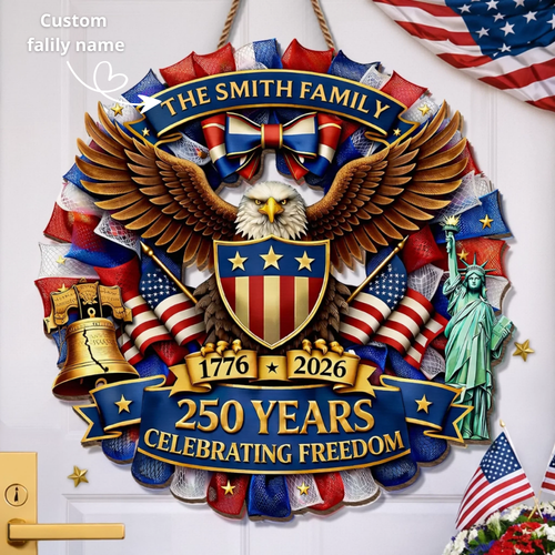 Custom Wood Sign - Personalized America 250th Anniversary - Together In Proud Unity