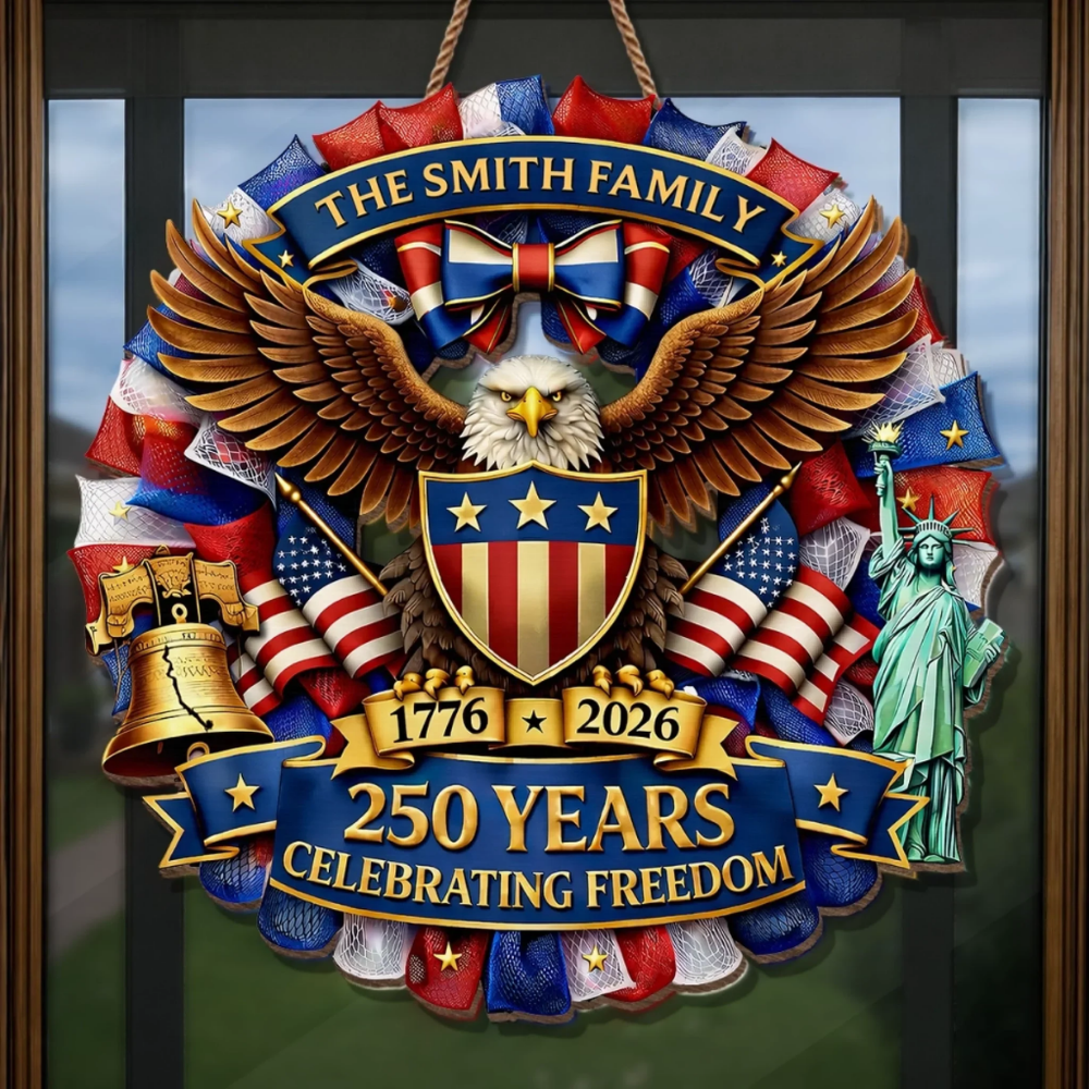 Custom Wood Sign - Personalized America 250th Anniversary - Together In Proud Unity